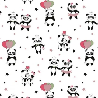 Постіль фланель Панда рожева